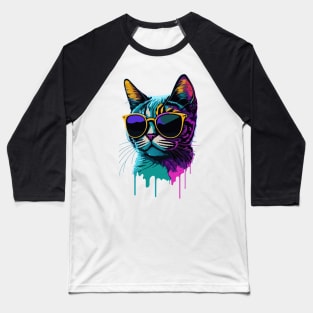 Cat with Sunglasses Baseball T-Shirt